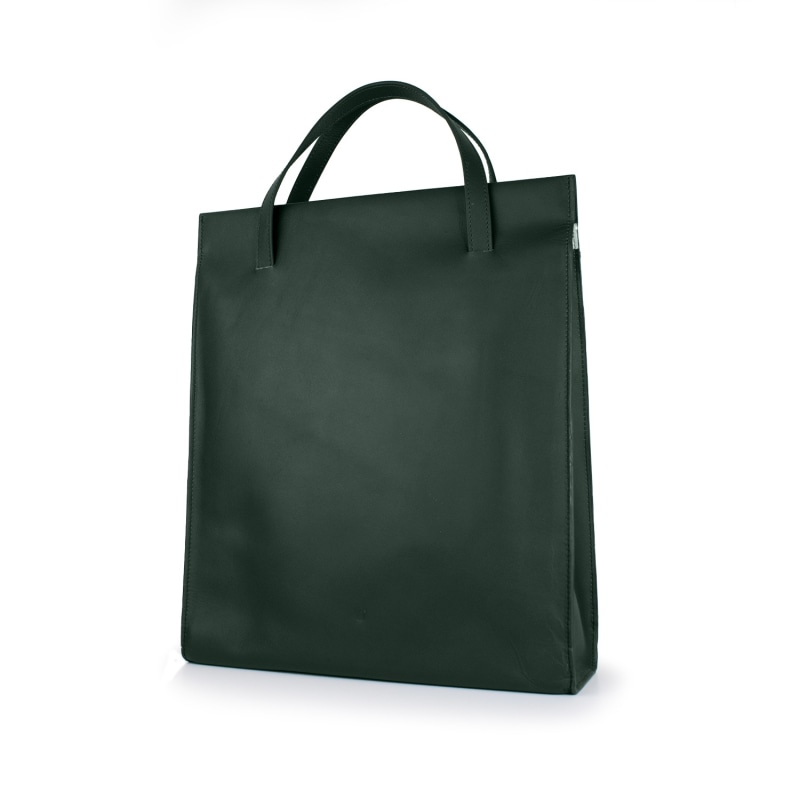 Thumbnail of Handmade Adjustable Leather Tote Bag - Dark Green image