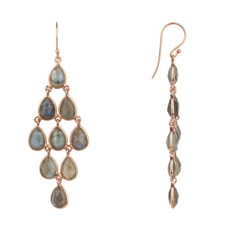 Thumbnail of Erviola Gemstone Cascade Earrings Rose Gold Labradorite image