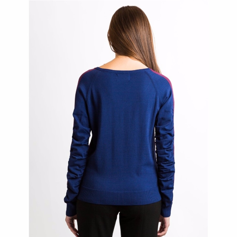 Thumbnail of Navy & Wine Color Block V-Neck Sweater image