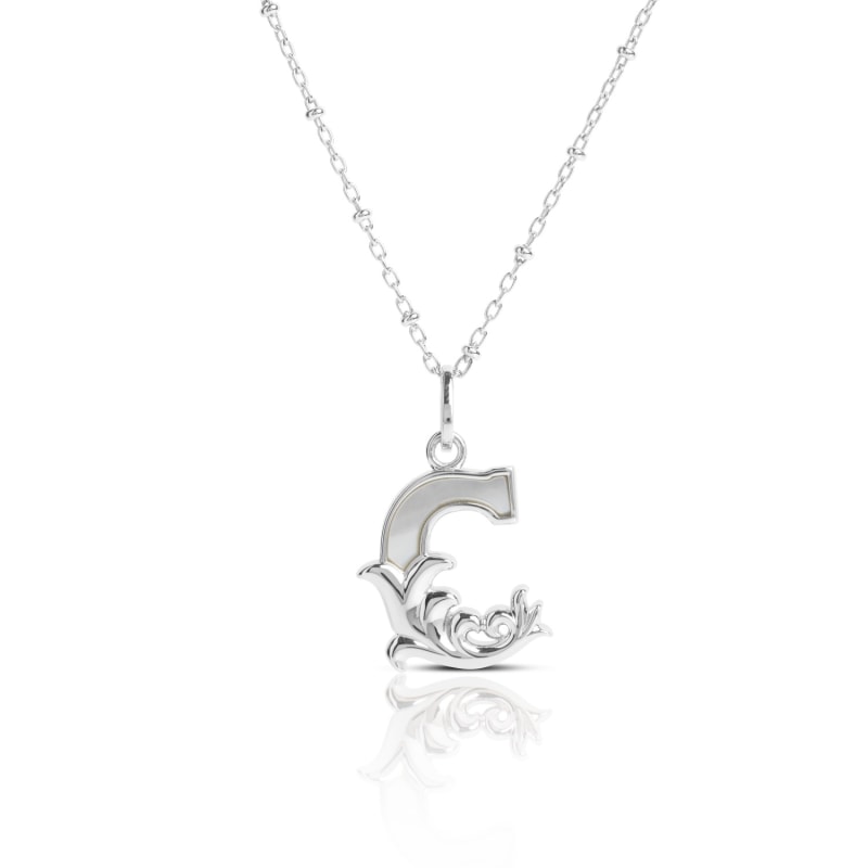 C initial necklace silver clearance