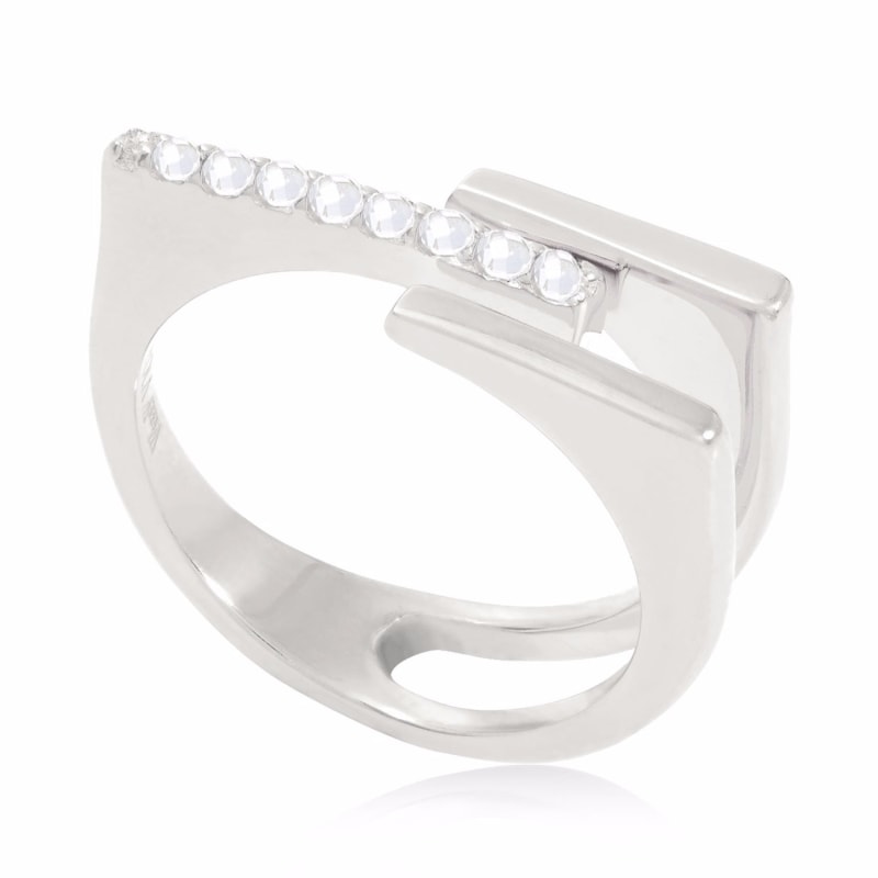 Thumbnail of Neringa Silver Stacking Ring With White Topaz image