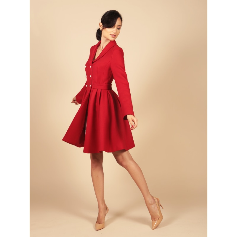 Red wool dress coat best sale