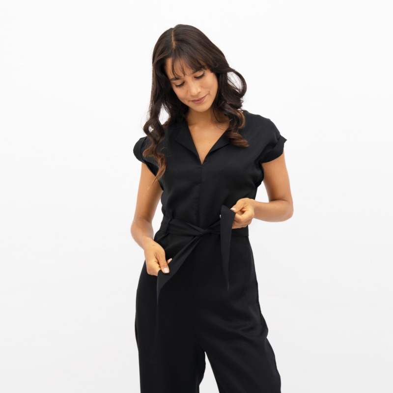 Thumbnail of Dakar Tencel Straight Leg Jumpsuit In Licorice Black image