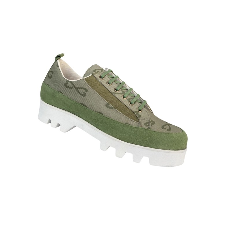 Thumbnail of Canvas & Suede Lug Sole Casual Sneaker - Green image