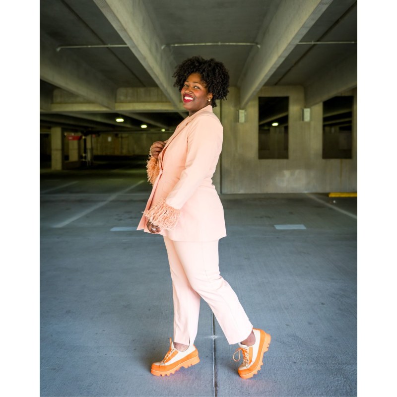 Thumbnail of Canvas & Suede Lug Sole Casual Sneaker - Beige/Orange image