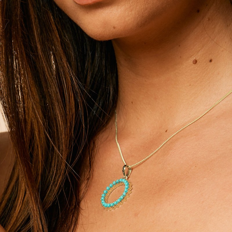 Thumbnail of Halo Radiance Large Gold Vermeil Necklace - Turquoise image