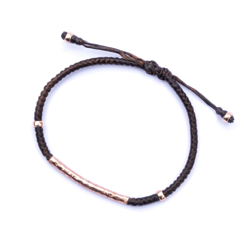 Thumbnail of Hammered Vermeil Rose Gold Rope Bracelet For Women - Brown image