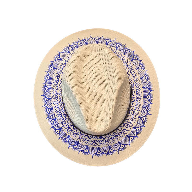 Thumbnail of Hand-Painted Hat From Mexico - White, Blue image