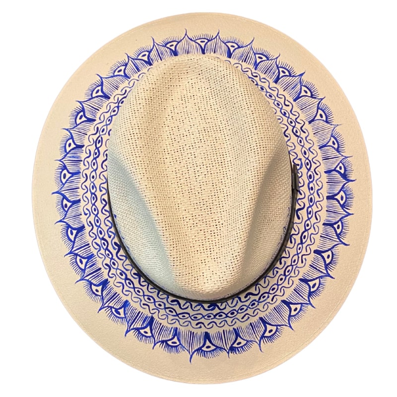 Thumbnail of Hand-Painted Hat From Mexico - Blue image