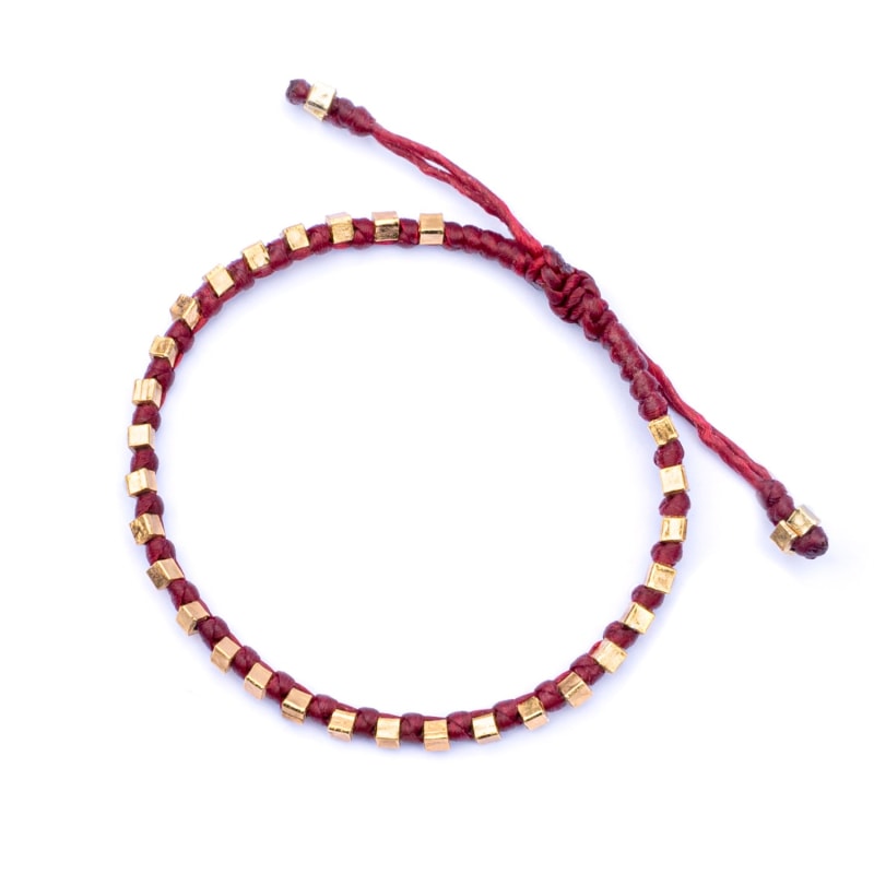 Thumbnail of Handmade Gold And Red Waterproof String Bracelet For Women - Red image