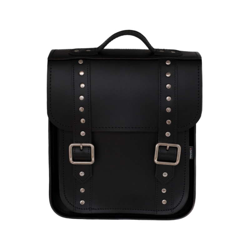 Zatchels Black Handmade Leather City Backpack