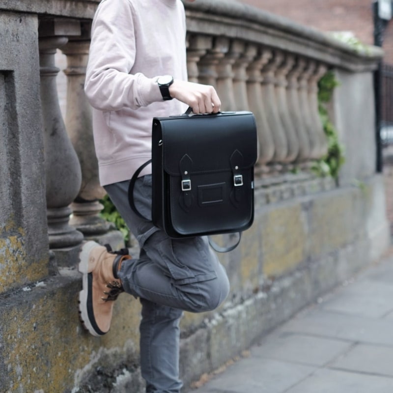 Handmade Leather City Backpack Plus- Black by Zatchels