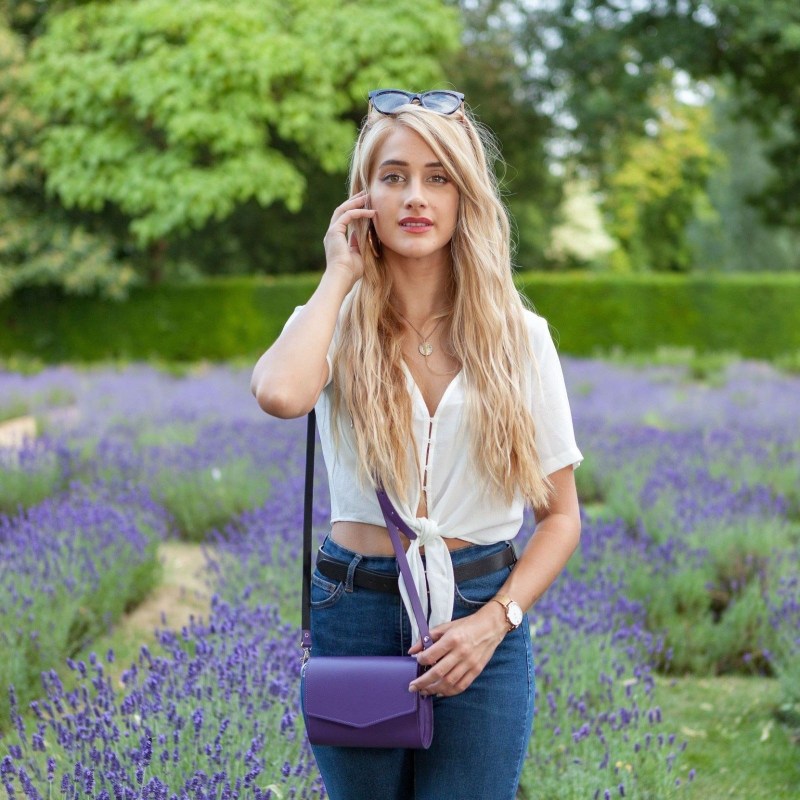 Thumbnail of Handmade Leather Clutch Bag - Purple image