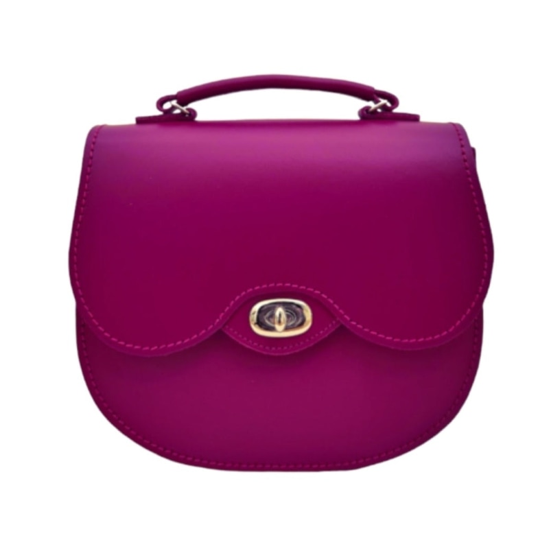 Handmade Leather Twist Lock Saddle Bag Magenta Zatchels Wolf Badger