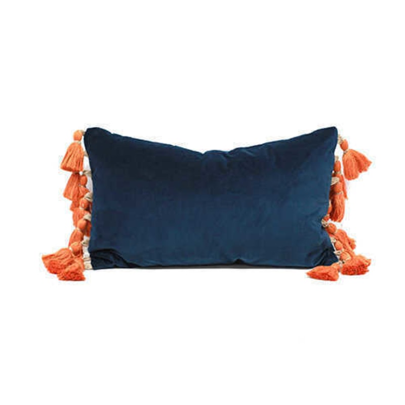 Navy blue velvet lumbar pillow sales