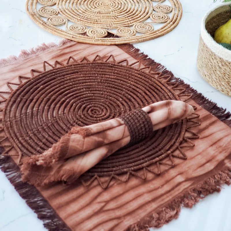 Thumbnail of Handmade Tie Dye Cotton Napkin In Brown - Set Of Four image