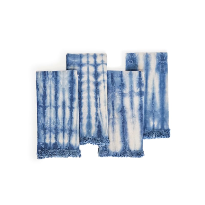 Thumbnail of Handmade Tie Dye Cotton Napkin In Indigo Blue - Set Of Four image