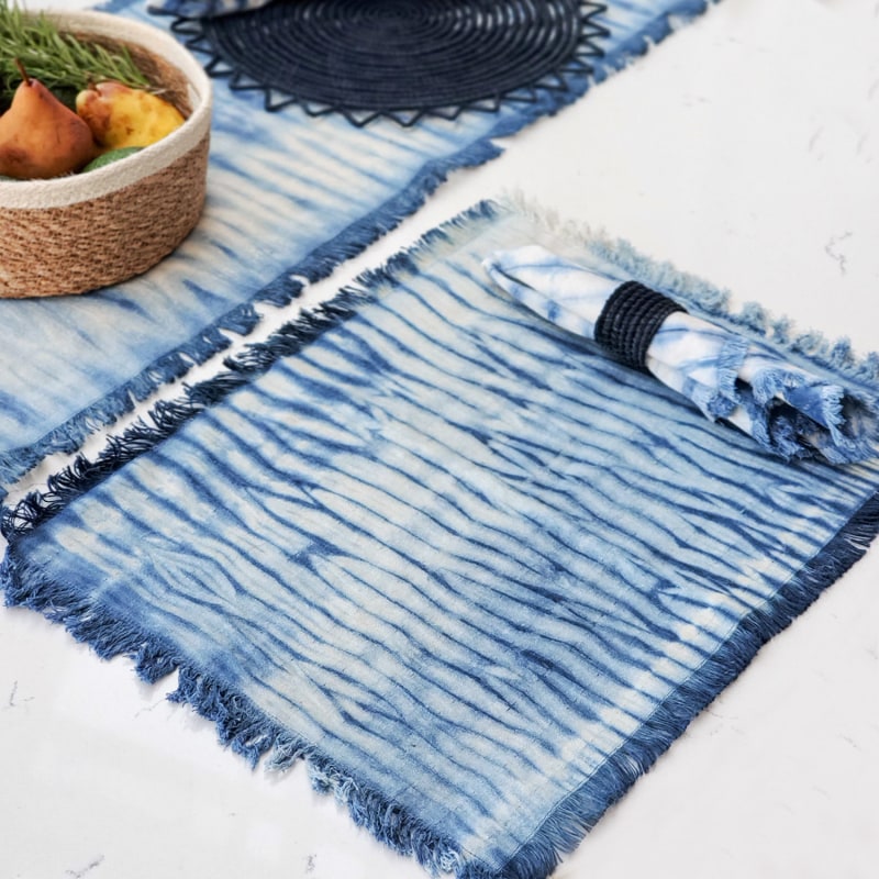 Thumbnail of Handmade Tie Dye Cotton Placemat In Indigo Blue - Set Of Four image