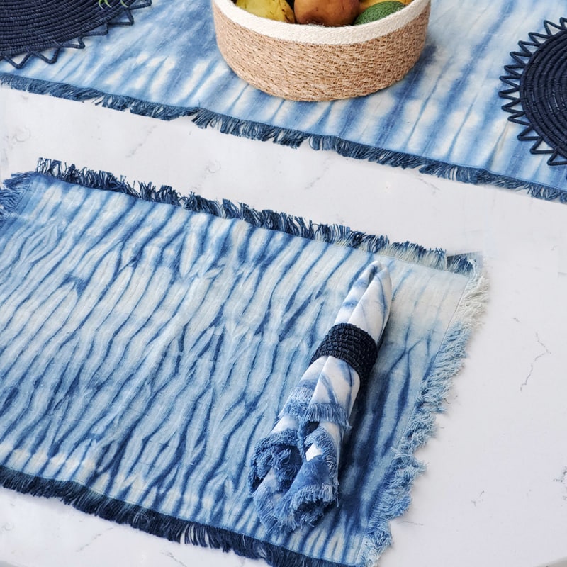 Thumbnail of Handmade Tie Dye Cotton Placemat In Indigo Blue - Set Of Four image