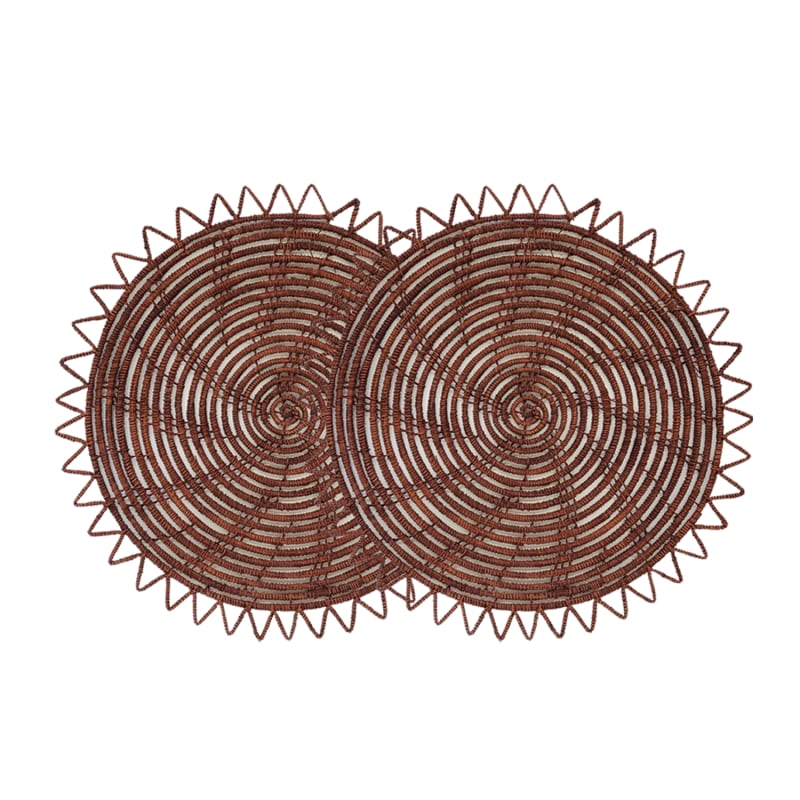 Thumbnail of Handwoven Surya Palm Fiber Placemat In Brown - Set Of Two image