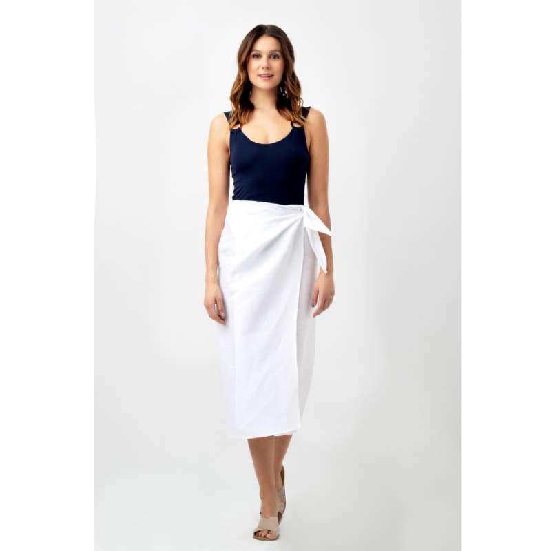 White wrap skirt linen discount