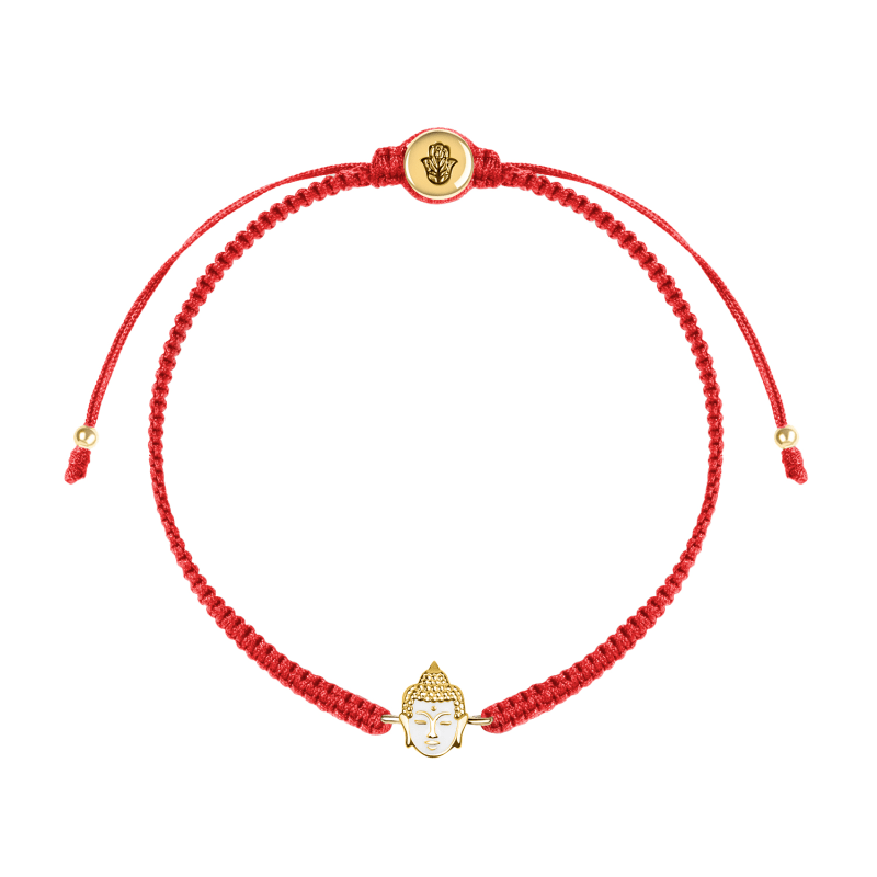 Harmonious Serenity Thai Buddha Red String Bracelet Karma and Luck Wolf Badger