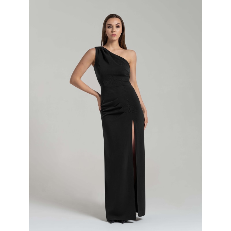 Thumbnail of Harmony Asymmetric Long Dress, Black image