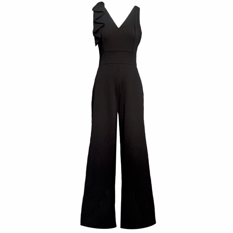 Harriet Wrap Jumpsuit With Bow In Black | Frock Tales | Wolf & Badger
