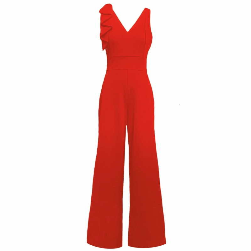 Harriet Wrap Jumpsuit With Bow In Flame | Frock Tales | Wolf & Badger