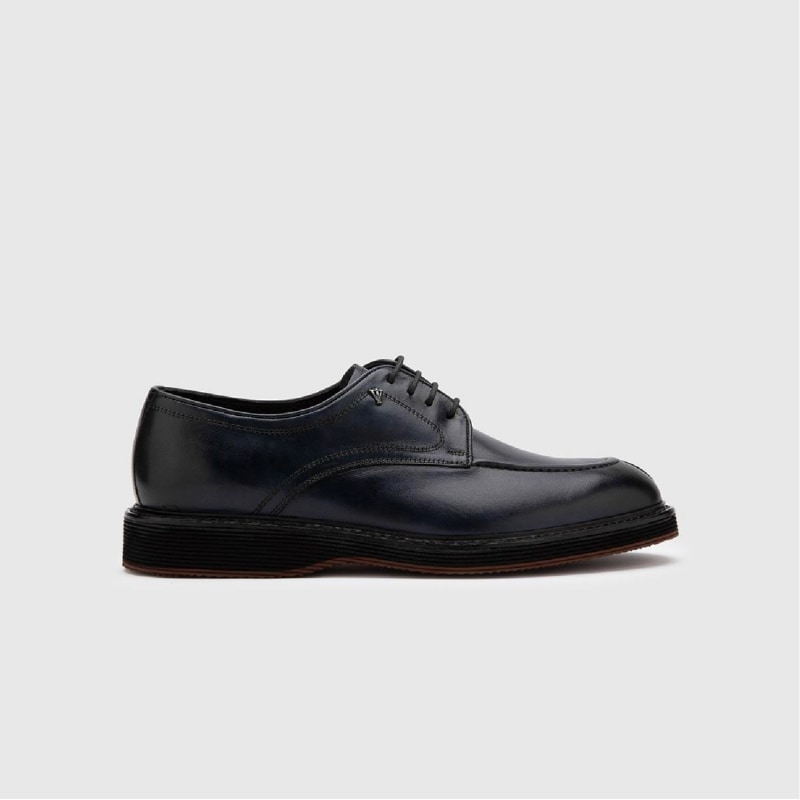 Thumbnail of Hatia Navy Blue Leather Men's Daily Shoe image