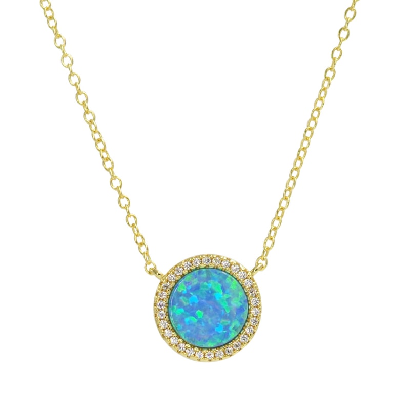 Thumbnail of Beacon Opal Circle Necklace With Crystals - Blue image