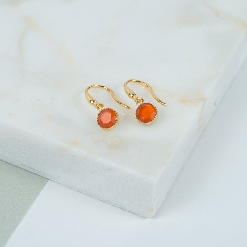 Thumbnail of Barcelona July Birthstone Hook Earrings Carnelian image