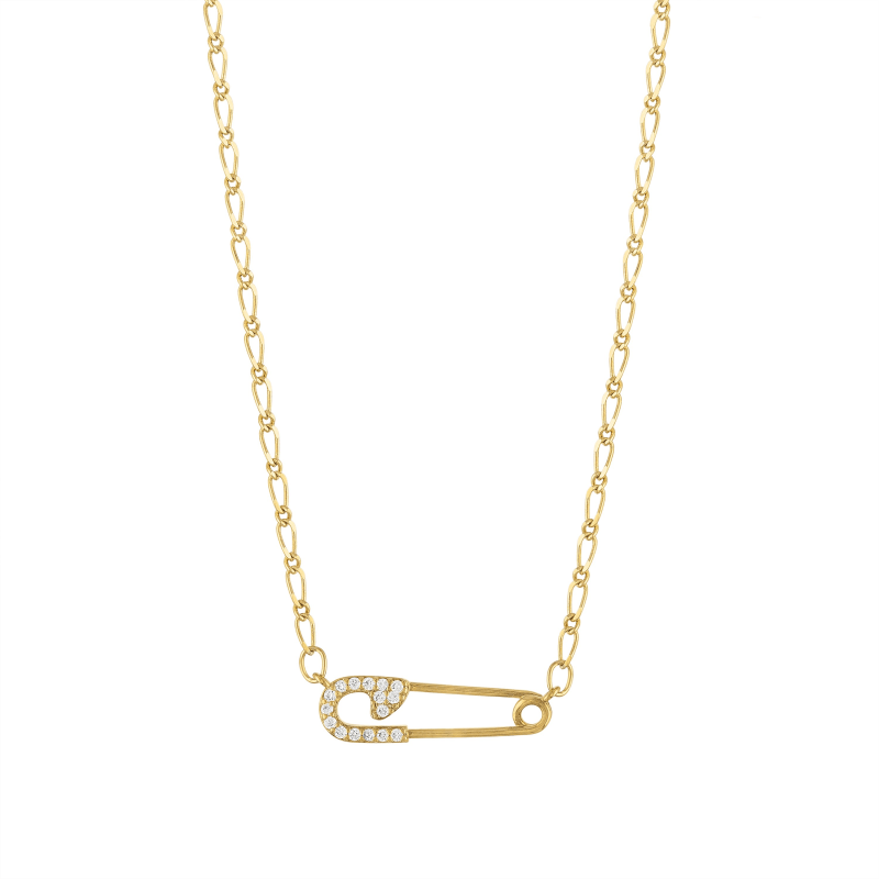 Thumbnail of Pave Safety Pin Gold Necklace image