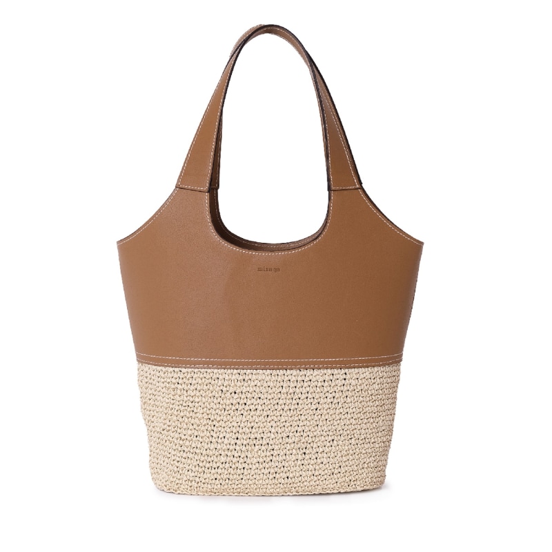 Thumbnail of Vegan Bio-Leather & Handwoven Raffia Shoulder Bag Tan image