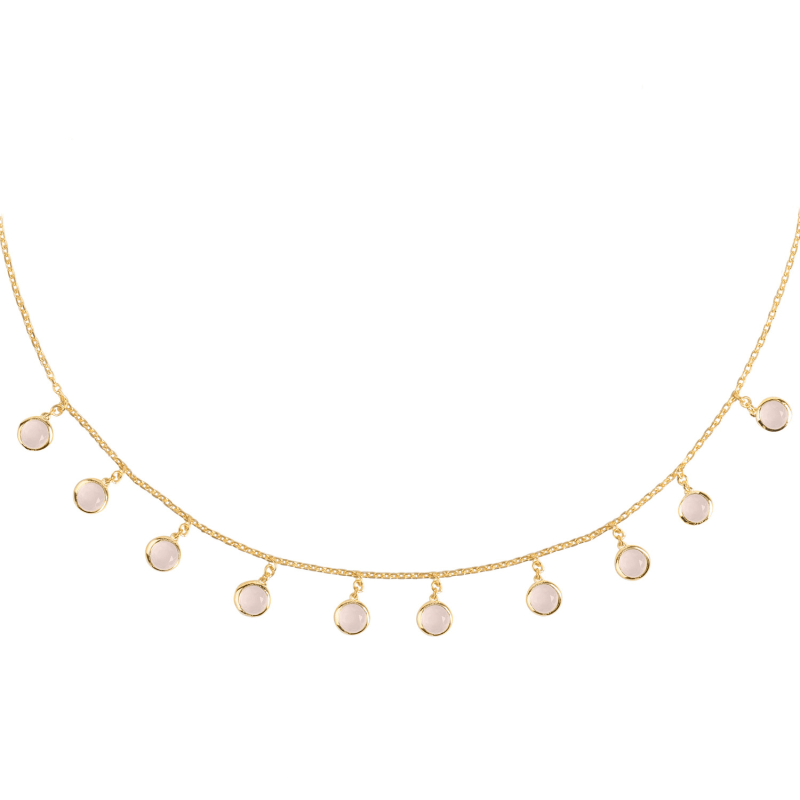 Thumbnail of Florence Round Gemstone Necklace Gold Rose Quartz image