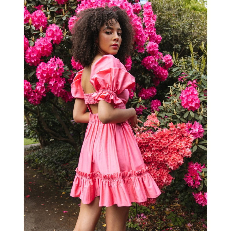 Thumbnail of The Amber Open Back Mini Dress In Watermelon Pink image