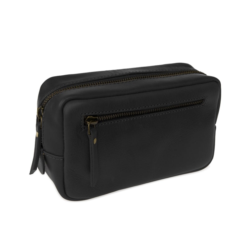 Thumbnail of Travel Black Leather Wash Bag image