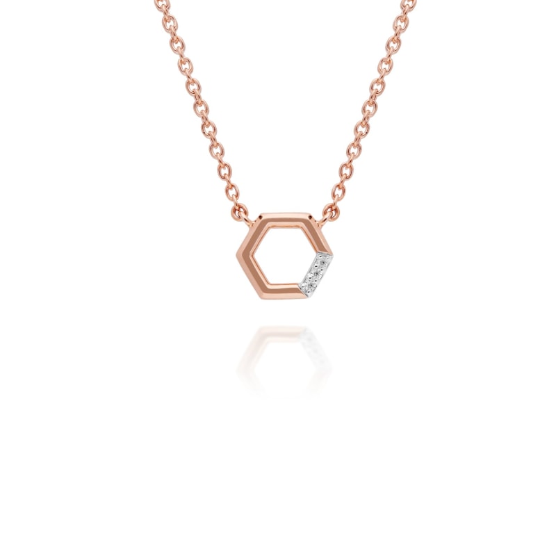 Thumbnail of Diamond Pavé Hexagon Necklace In Rose Gold image