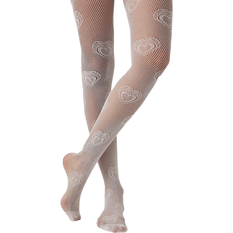 Heart Knit Tights - White, High Heel Jungle by Kathryn Eisman