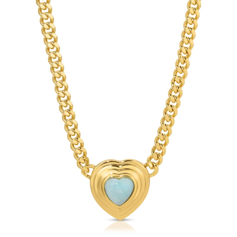 Thumbnail of Heart Of Stone Curb Link Necklace- Larimar image