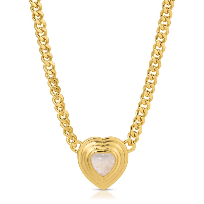 Thumbnail of Heart Of Stone Curb Link Necklace - Moonstone image