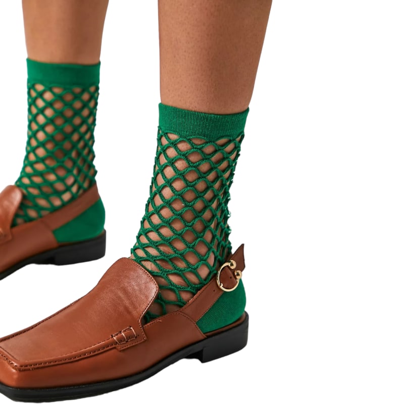 Green fishnet socks sales