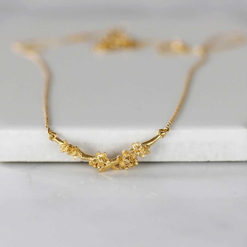 Thumbnail of Cherry Blossom Branch Necklace – Gold image