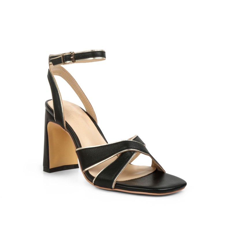 Black metallic sandals discount