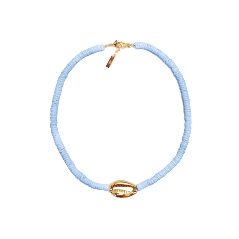 Heishi Gold Shell Necklace - Blue by Adriana Pappas Designs