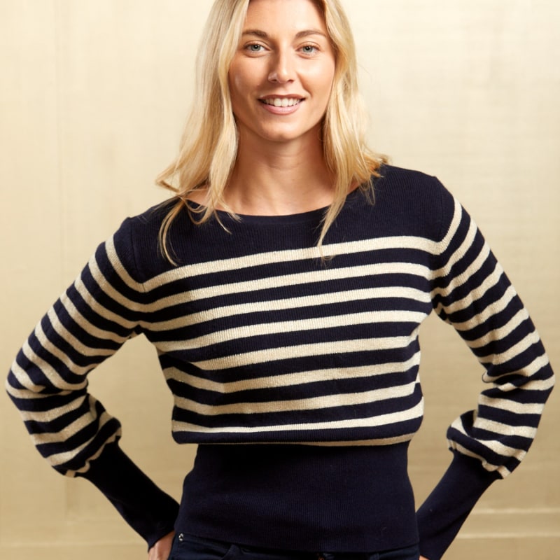 Natasha Lurex Trim Jumper with Cropped Sleeves - Black, Coral