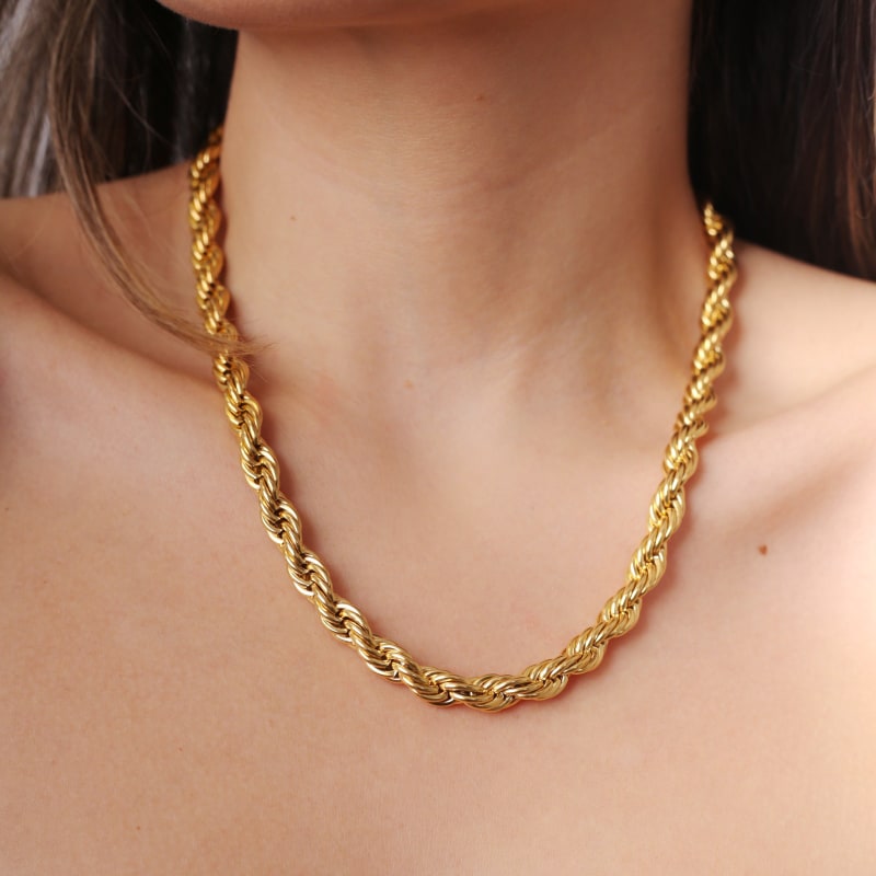 Helene 18K Gold Plated French Rope Bold Necklace by La C te Club