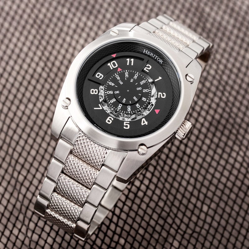 Daniels Semi Skeleton Bracelet Watch Silver Heritor Automatic