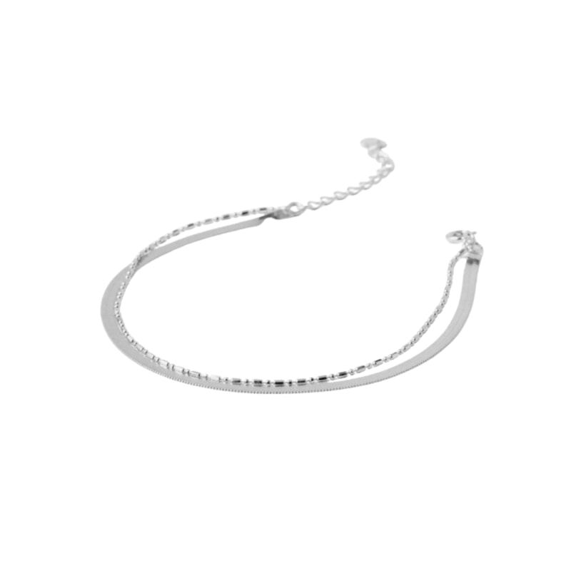 Herringbone Double Chain Bracelet Silver Niko Jewels Wolf