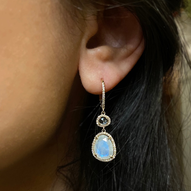 Thumbnail of Clara Earrings With Rainbow Moonstone & White Topaz image